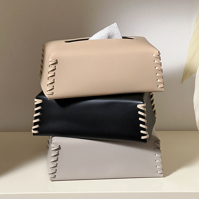 VédaLuxe Leather Tissue Box – Handcrafted Elegance in Woven Leather | Stornfield