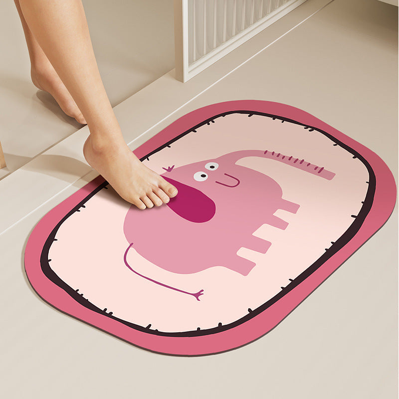 Cartoon Elephant-Themed Bath Mat