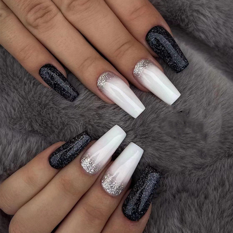 Glamorous artificial nails with glitter and ombre effect Stornfield