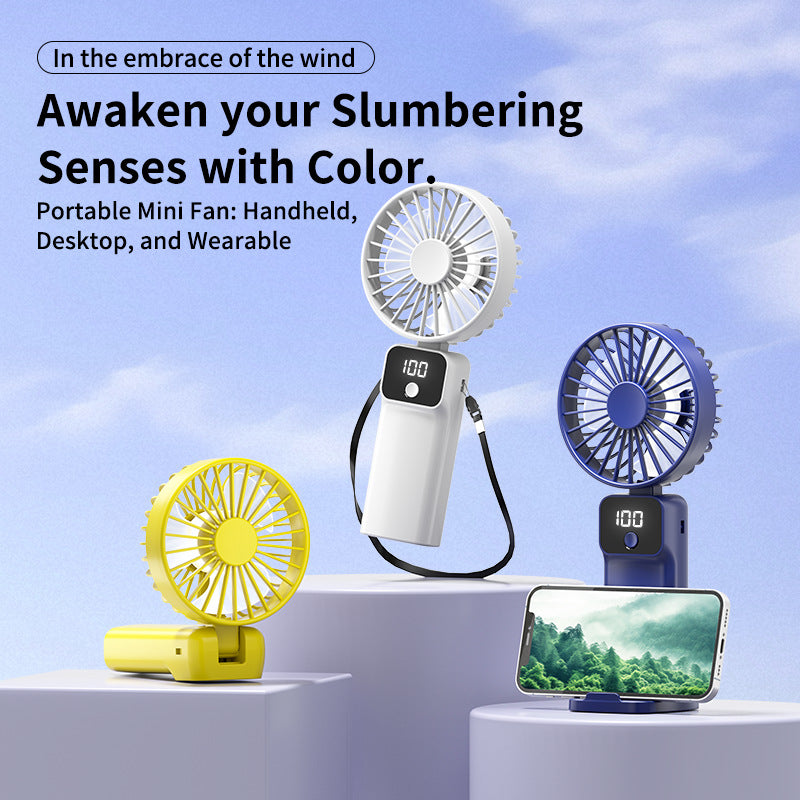 Unisex portable battery fan with digital display and integrated power bank Stornfield