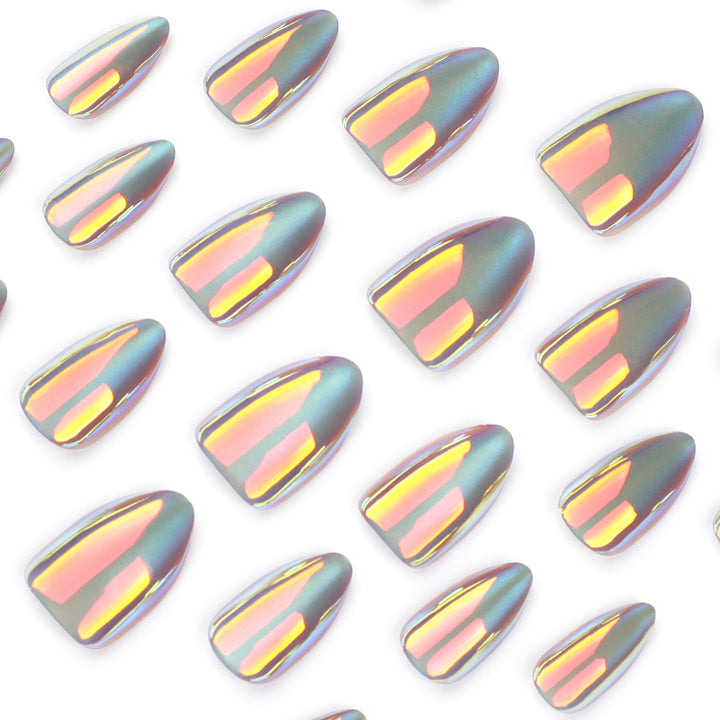 Shiny stiletto nails with exciting design Stornfield