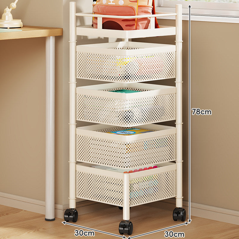 Compact Rolling Mesh Multi-Tier Corner Storage Cart