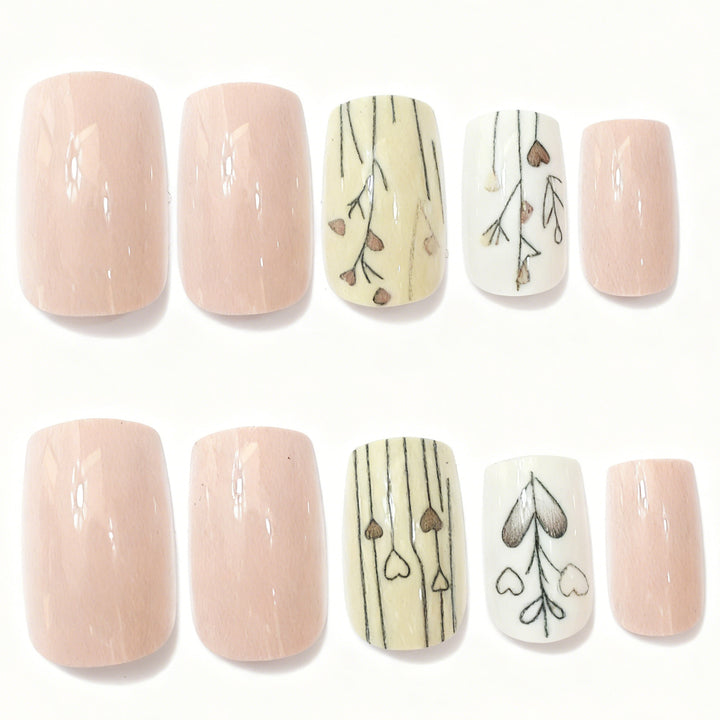 Elegant Heart-Themed Acrylic Nail Art Stornfield