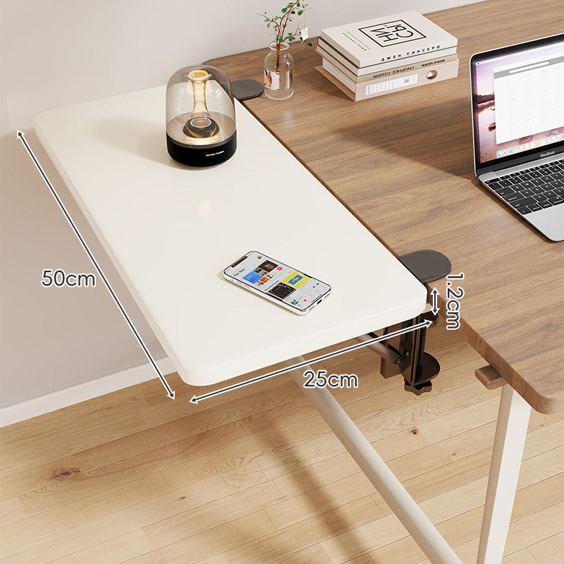 Clamp-On Adjustable Wooden Desk Side Shelf Extension with Foldable Bracket