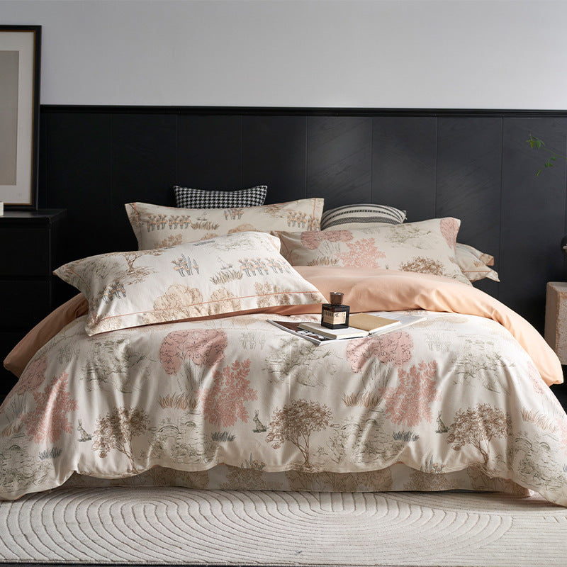 Luxury Cotton Sateen Geometric Duvet Cover Set with Pillowcases