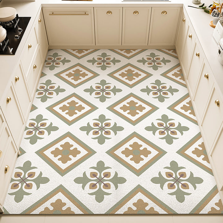 Floral Pattern Kitchen Rug