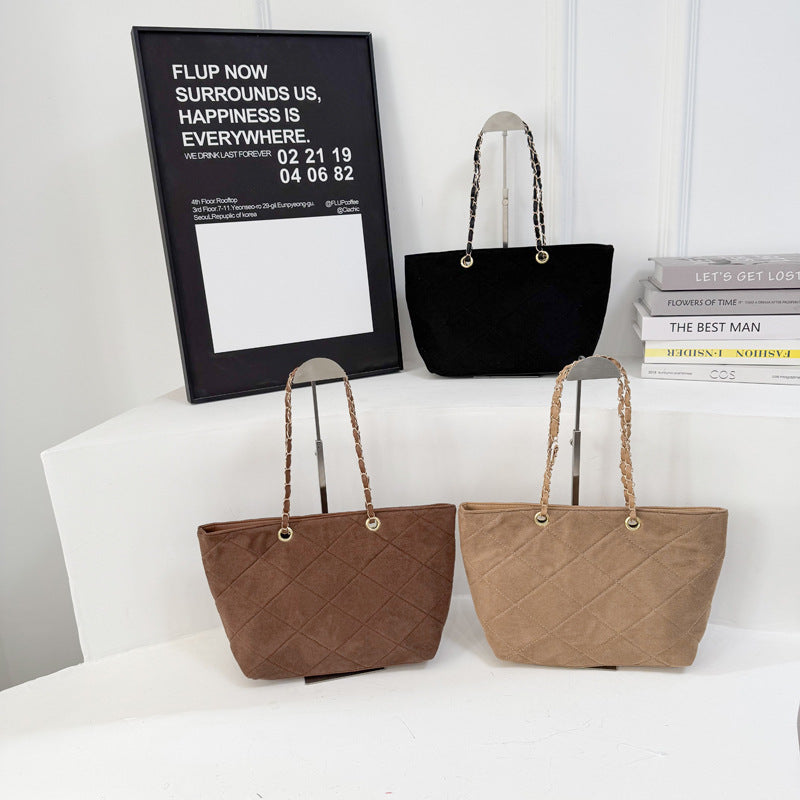 WoQuilted Suede Shopping Tote Stornfield