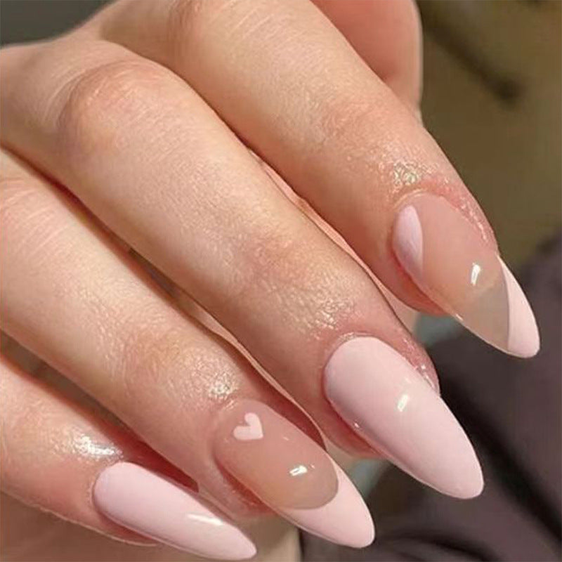 Artful Stiletto artificial nails with heart design Stornfield