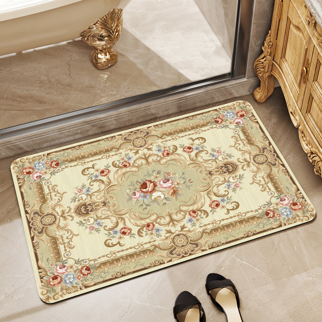 Vintage Floral Design Bath Mat Stornfield