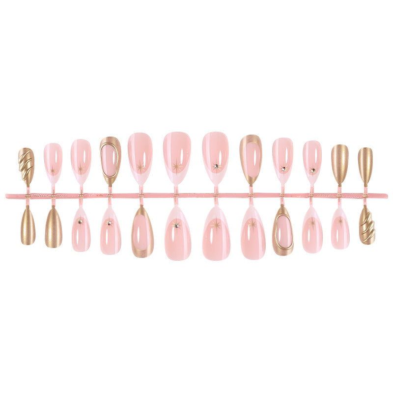 Decorative Press-On Nail Art Set with Premium Gold Accents Stornfield