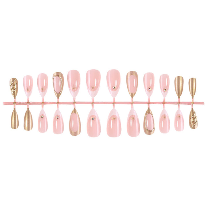 Decorative Press-On Nail Art Set with Premium Gold Accents Stornfield