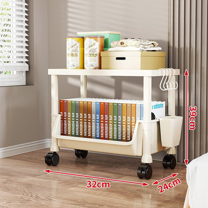Compact Two-Tier Rolling Storage Cart with Removable Bins and Swivel Casters
