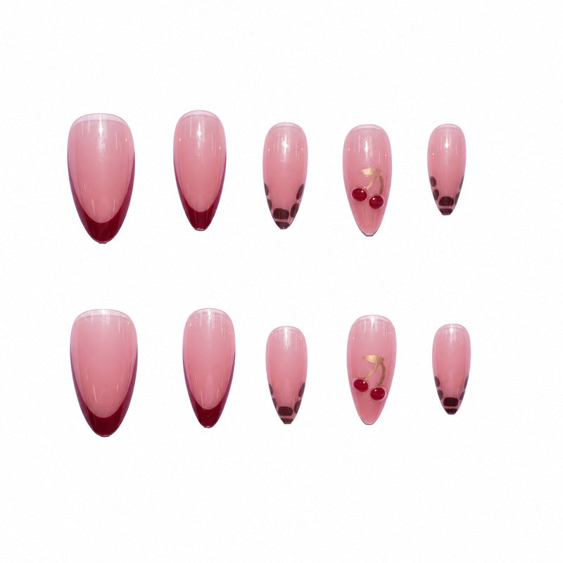 Elegant artificial nails with cherry design Stornfield