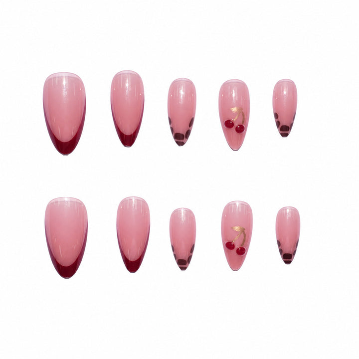Elegant artificial nails with cherry design Stornfield