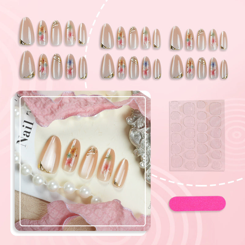 Artistic Floral-Patterned Press-On Nails