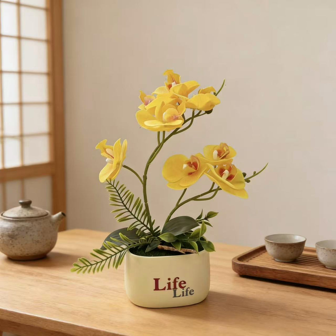 Decorative Faux Orchid Plant Arrangement