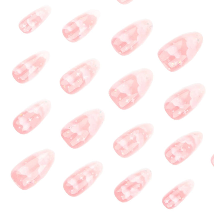 Artistic Press-On Nail Tips with Cloud Design