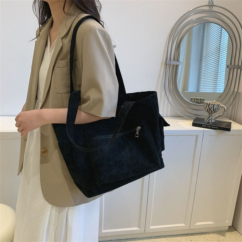 Corduroy Structured Tote Bag