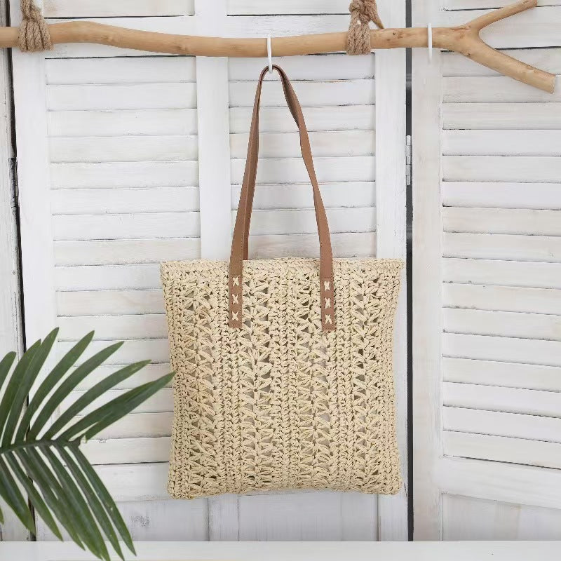 Handcrafted jute bag with stylish leather handles Stornfield