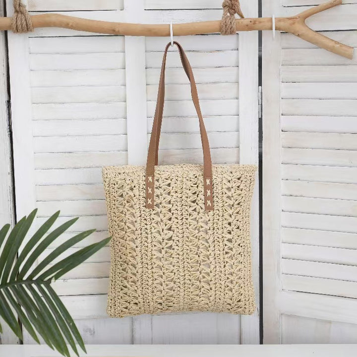 Handcrafted jute bag with stylish leather handles Stornfield