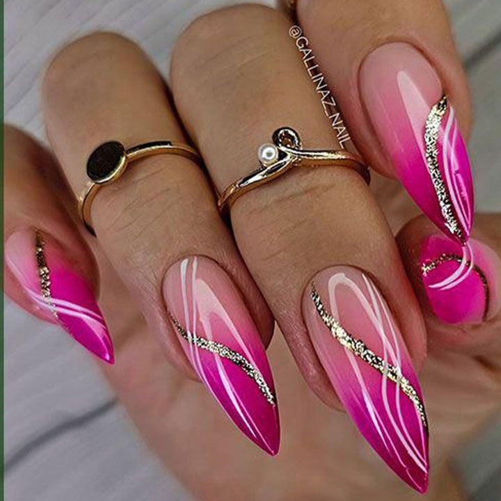 Elegant Stiletto Press-On Nail Art Set with Glitter Accents Stornfield