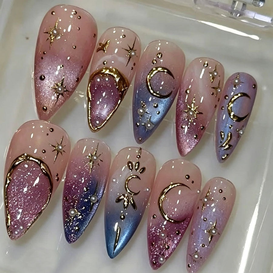 Nail art set with glamorous star designs Stornfield