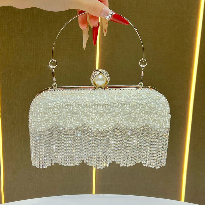 Elegant Pearl and Crystal Evening Handbag