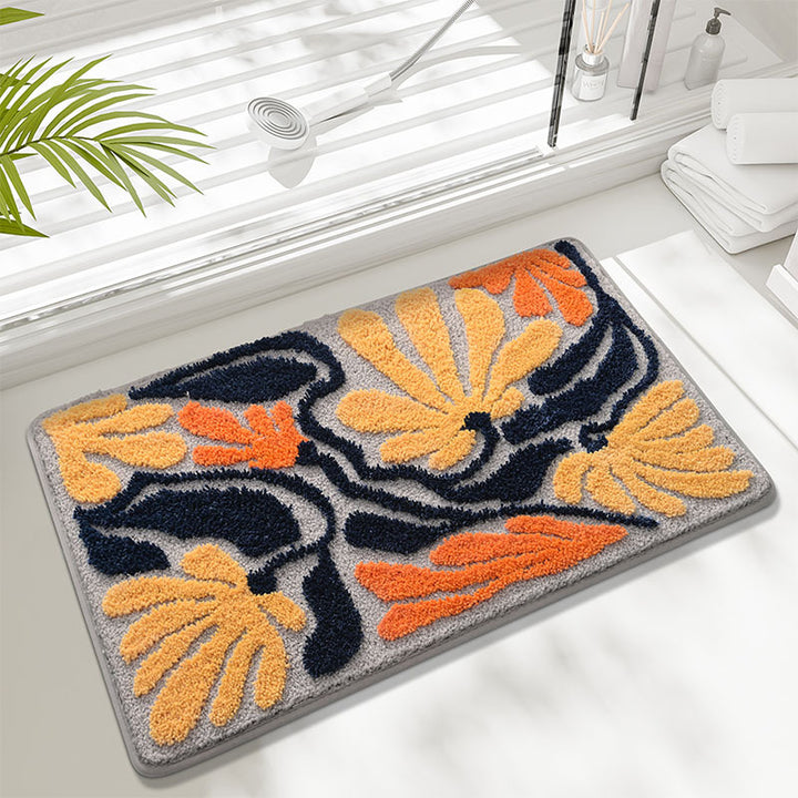 Artistic Floral Design Bath Mat