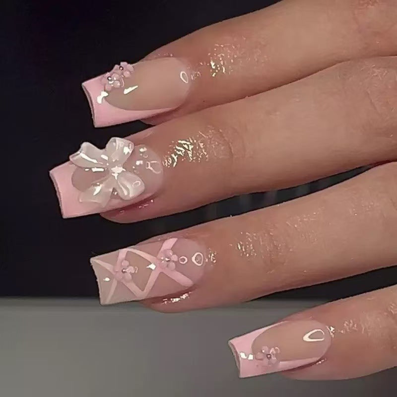 Artificial nail set with filigree 3D flowers and bows Stornfield