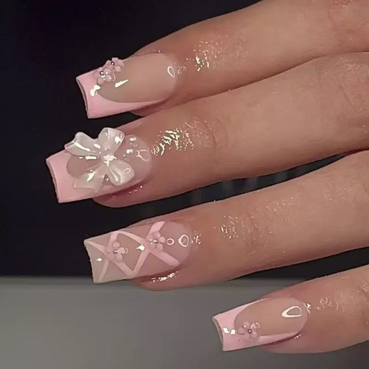 Artificial nail set with filigree 3D flowers and bows Stornfield