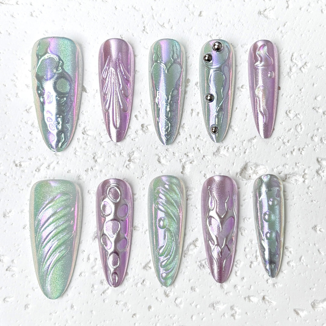 Holographic Nail Art Press-On Set