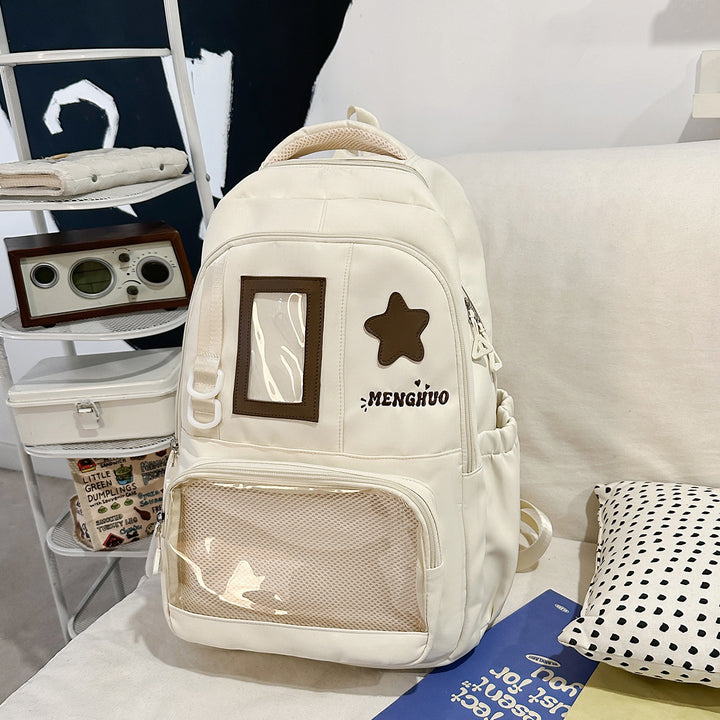 Structured Casual Backpack with Transparent Pocket Stornfield