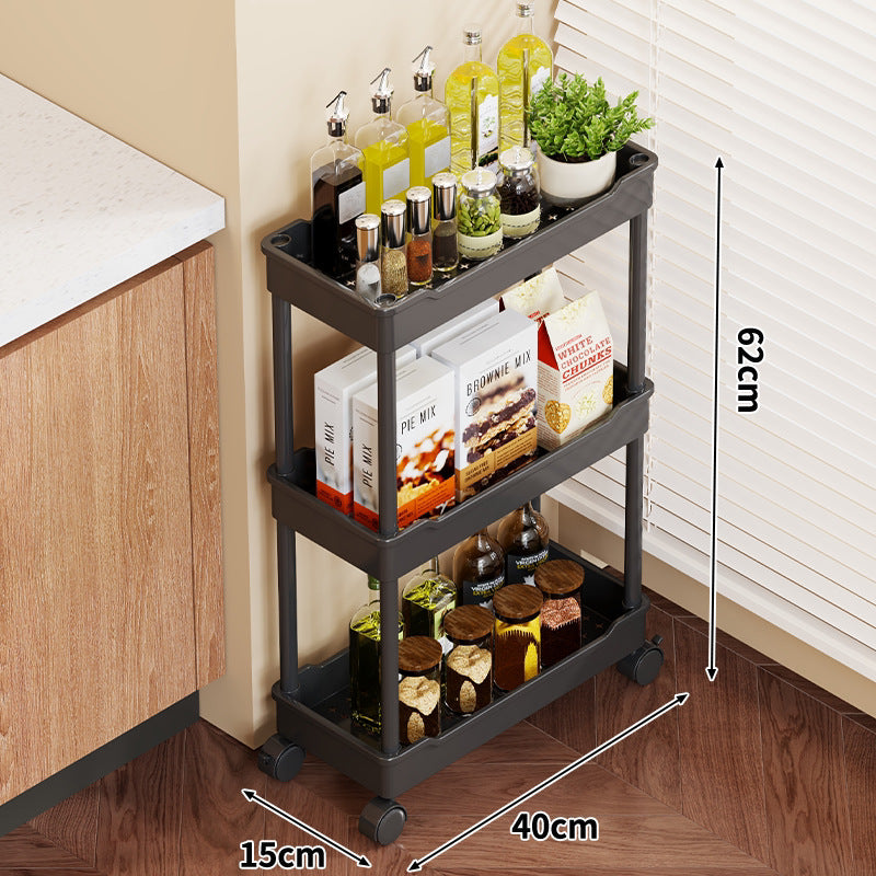 5-Tier Rolling Kitchen Storage Cart with Deep Plastic Baskets and Locking Casters