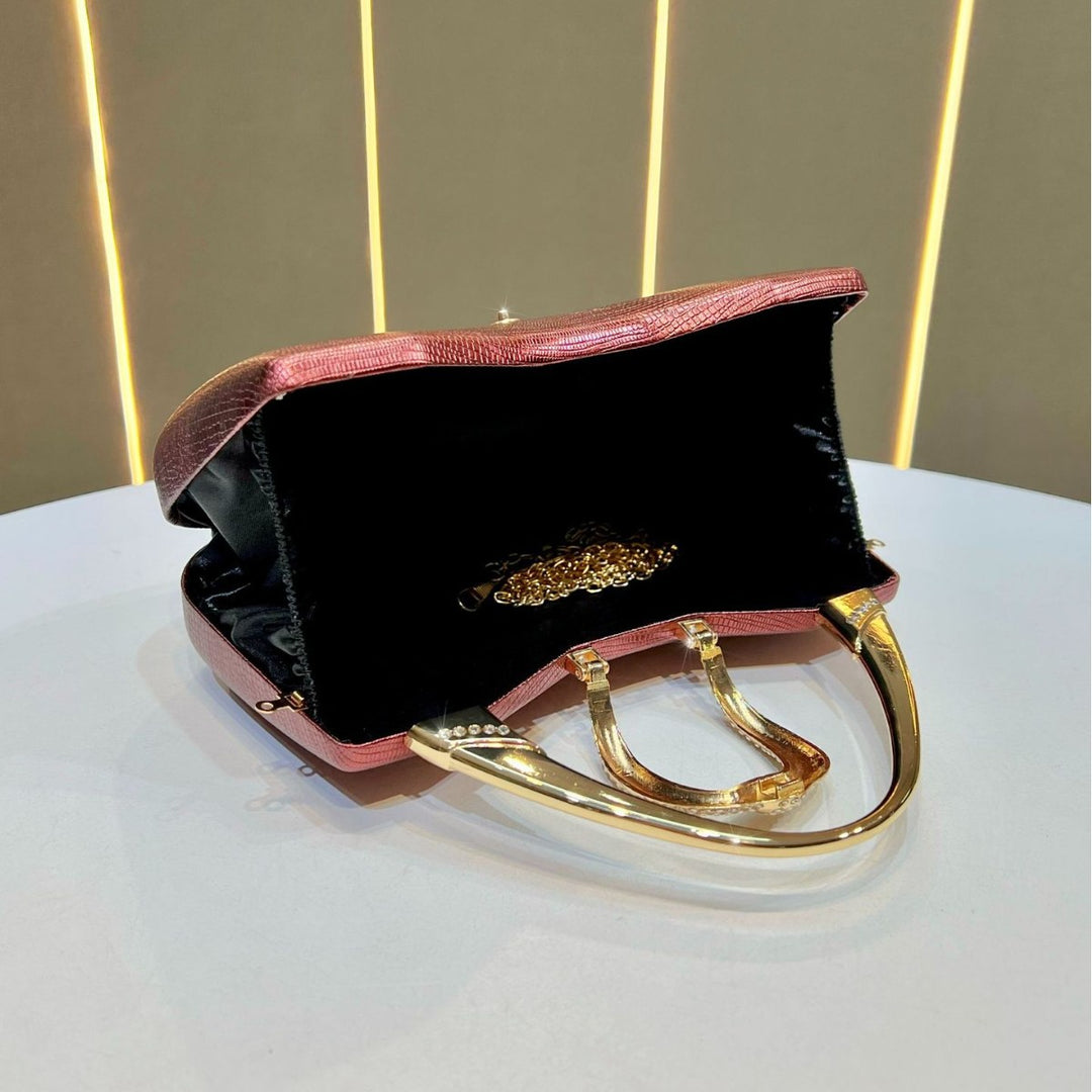 Crocodile-Effect Evening Handbag