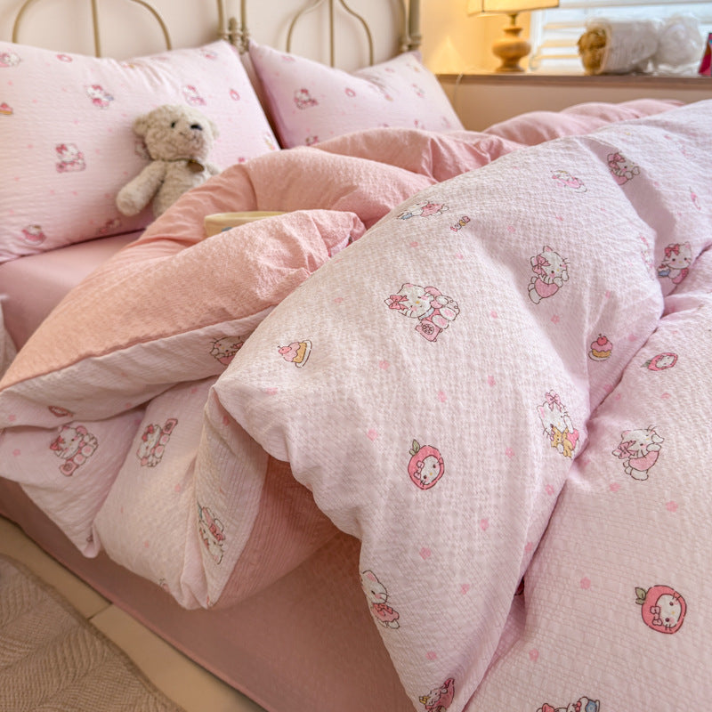 Children's Playful Cartoon Animal Print Bedding Set