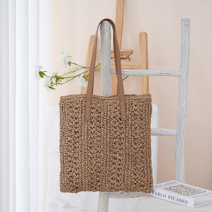 Handcrafted jute bag with stylish leather handles Stornfield