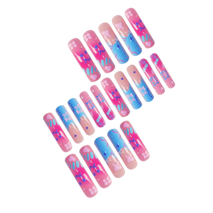 Artistic Press-On Nail Extensions With Floral Designs Stornfield