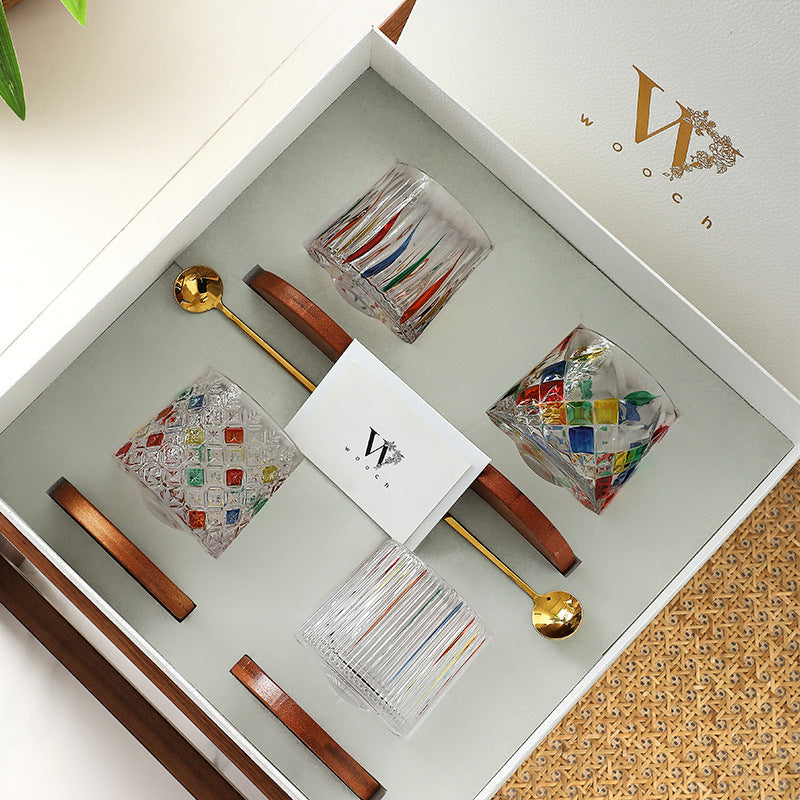 Rotating Multi Color Stained Whiskey Glass With Gift Box | Stornfield