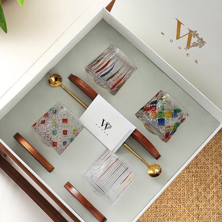 Rotating Multi Color Stained Whiskey Glass With Gift Box | Stornfield