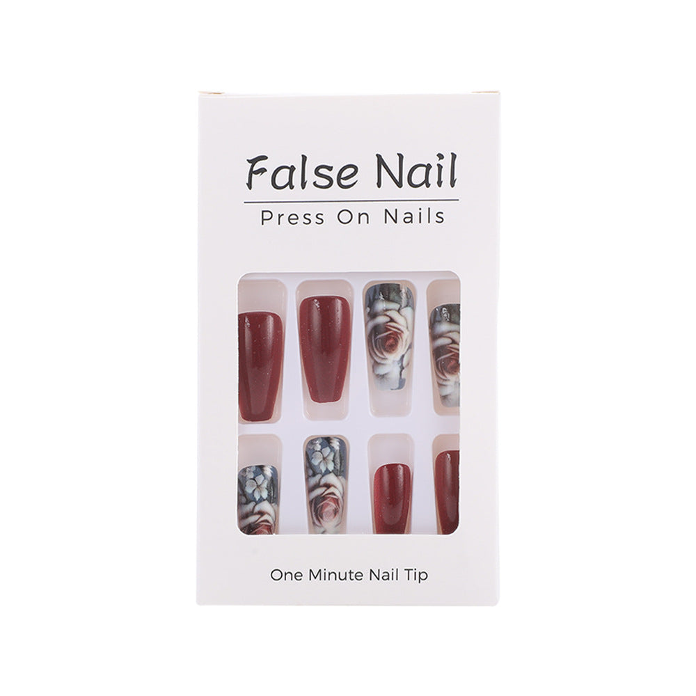 Artificial nails with romantic rose pattern Stornfield