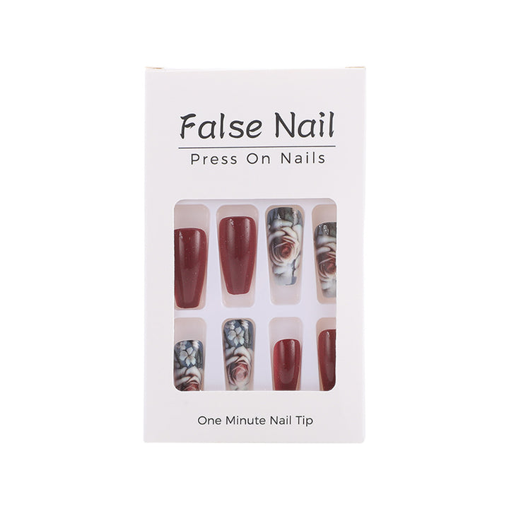 Artificial nails with romantic rose pattern Stornfield