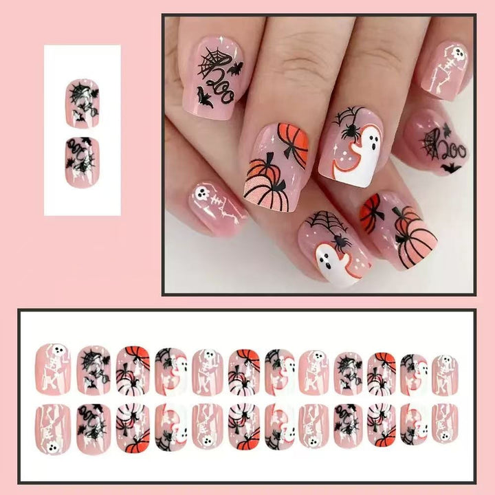 Halloween Artificial Nail Set with Creepy 3D Designs and Spider Decorations Stornfield