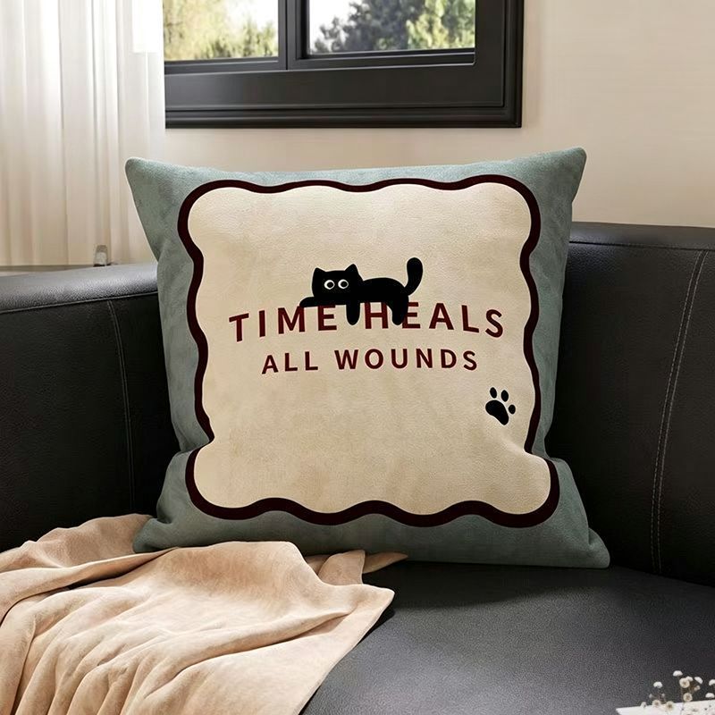 Whimsical Cat-Themed Decorative Throw Pillow
