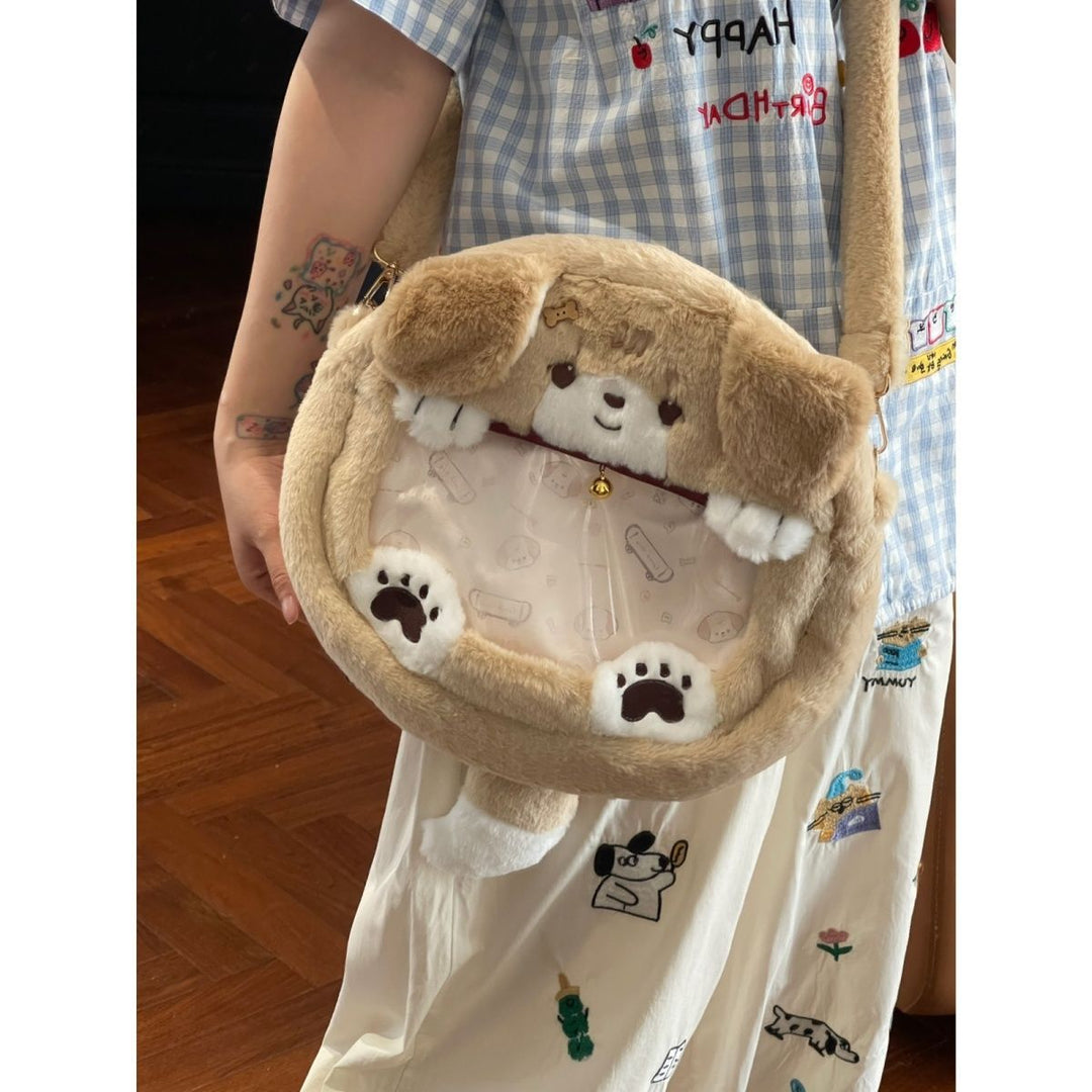 Plush Shoulder Bag with Dog Motif Stornfield