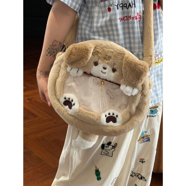 Plush Shoulder Bag with Dog Motif Stornfield