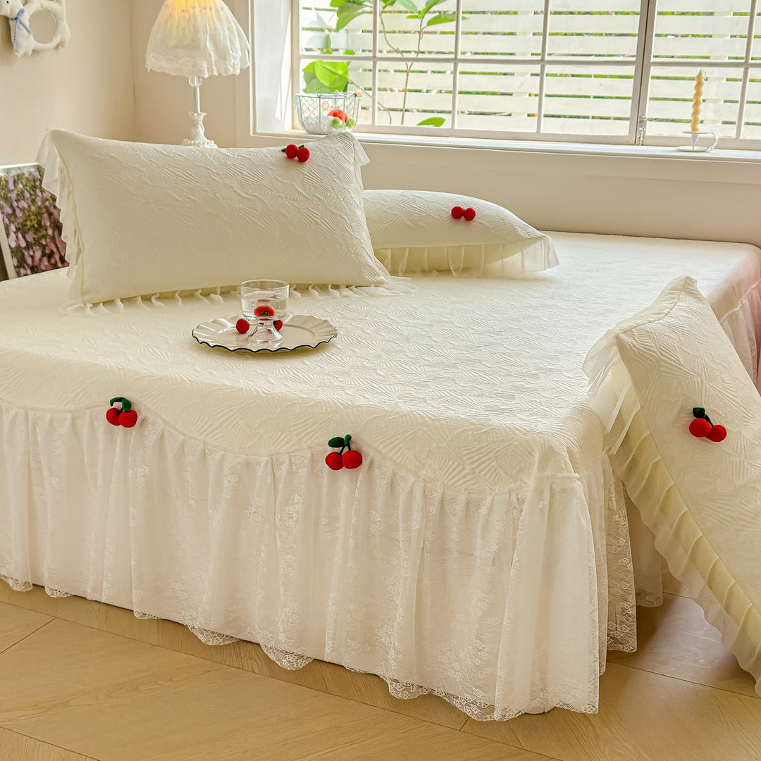 Women's bedspread with playful ruffle design and elegant texture Stornfield