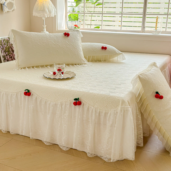 Women's bedspread with playful ruffle design and elegant texture Stornfield