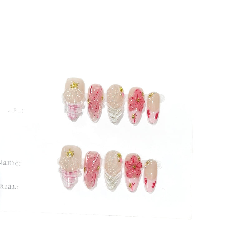 Floral Design Press-On Nail Art Set