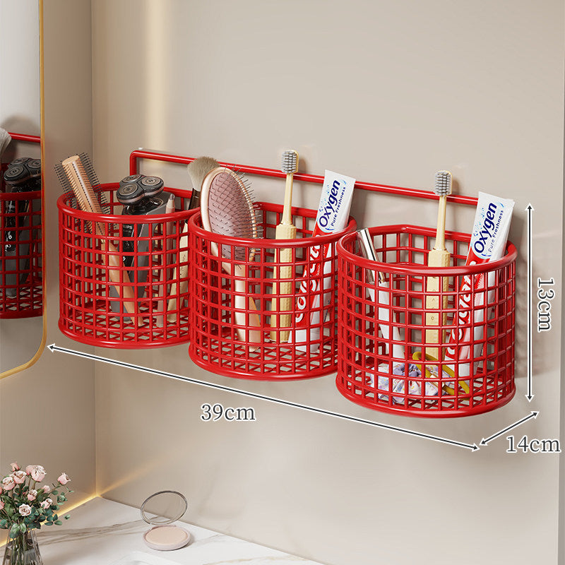 Ventilated Plastic Hanging Wall Storage Basket for Bathroom Vanity