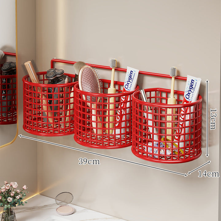 Ventilated Plastic Hanging Wall Storage Basket for Bathroom Vanity